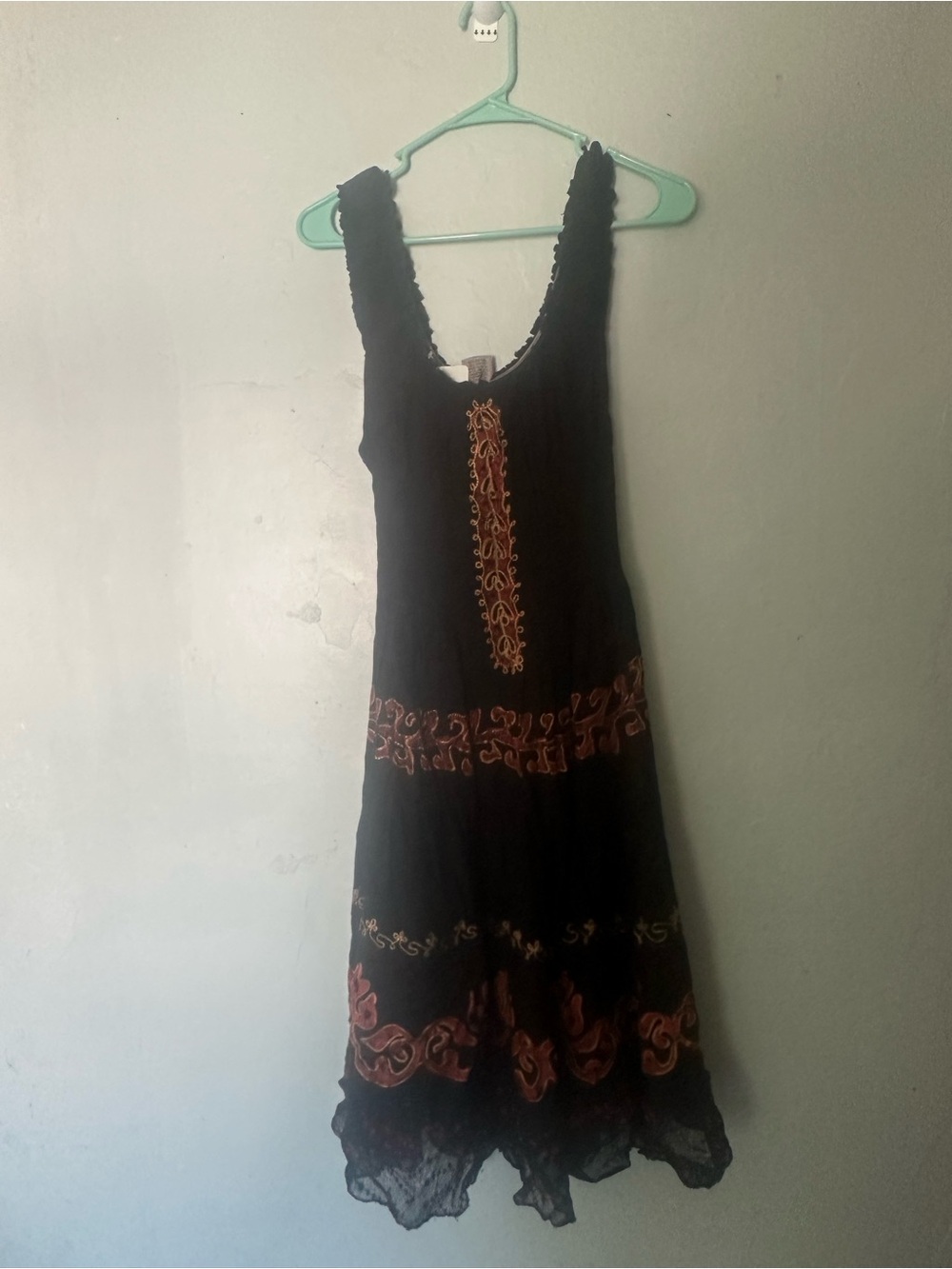 Advance Apparels Black Maxi Dress with Rust Embroidery